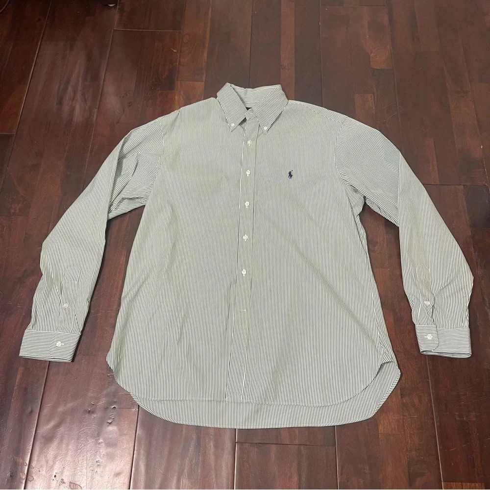 Ralph Lauren Long Sleeve Button Down Men’s 17/43 Green And White Stripes